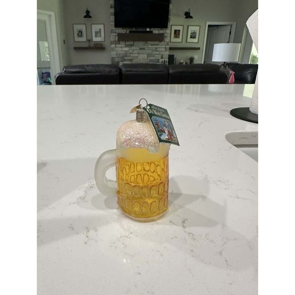 Old‎ World Christmas Beer Mug Glass Ornament 32015 Merck Family 2002 NWT